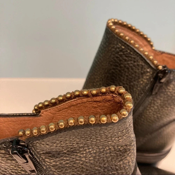 HISPANITAS Sz 6 Via Moto Leather Ankle Boots Green Gold Booties - Picture 8 of 16